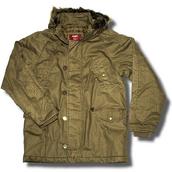 View Item Merc London Proofed Herringbone Cotton Fur Trim Hood Parka Olive Green 